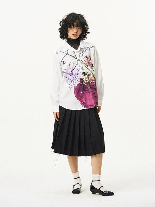 EMPTY REFERENCE Hand Painted Watercolor Vase Long Sleeve Shirt | Face 3 Face