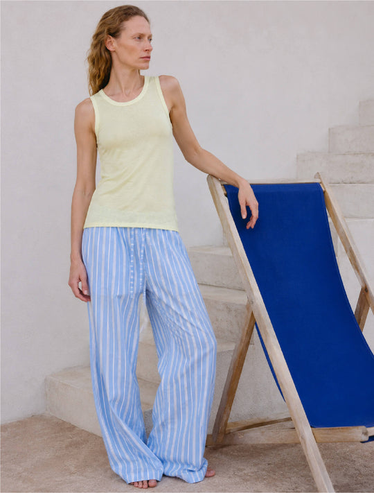 S45 Light Blue Striped Pajama Pants | Face 3 Face