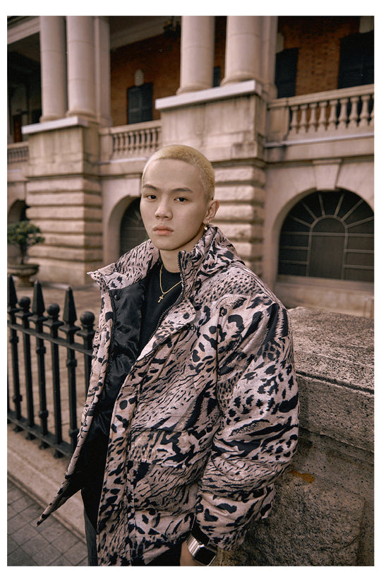 Remedy x STA STARMD SR Logo Leopard Print Hooded Mountain Jacket | Face 3 Face