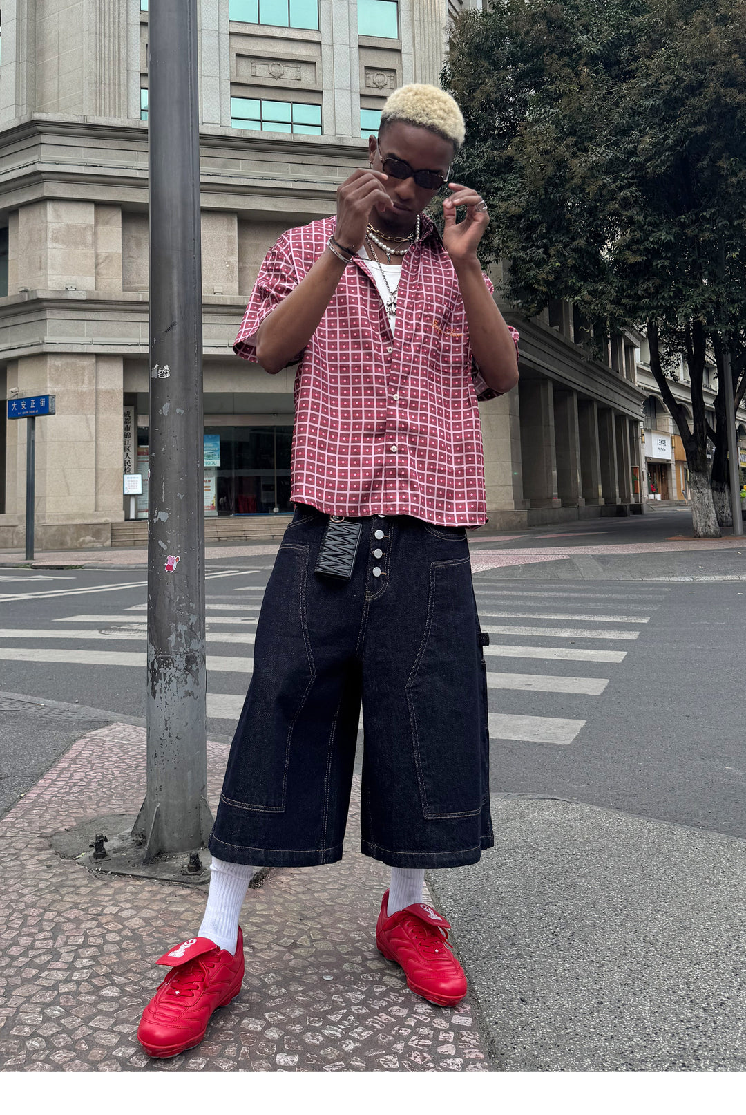 STEEPC Plaid Boxy Wide Short Sleeve Shirt | Face 3 Face