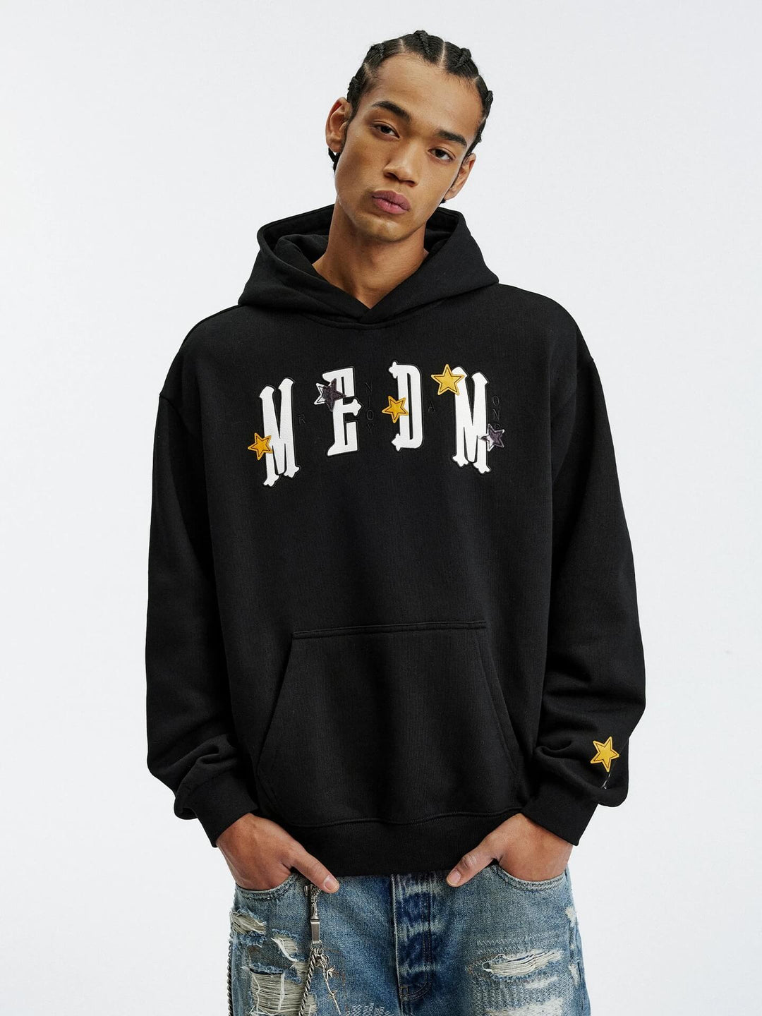 MEDM Star Logo Leather Patch Hoodie | Face 3 Face