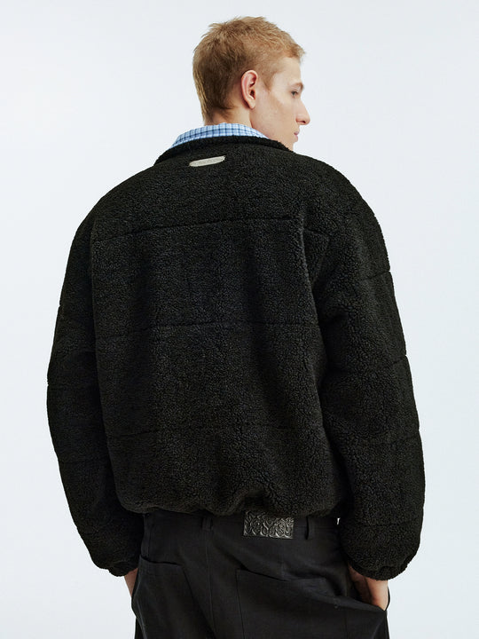 MEDM Plaid Trim Sherpa Short Jacket | Face 3 Face