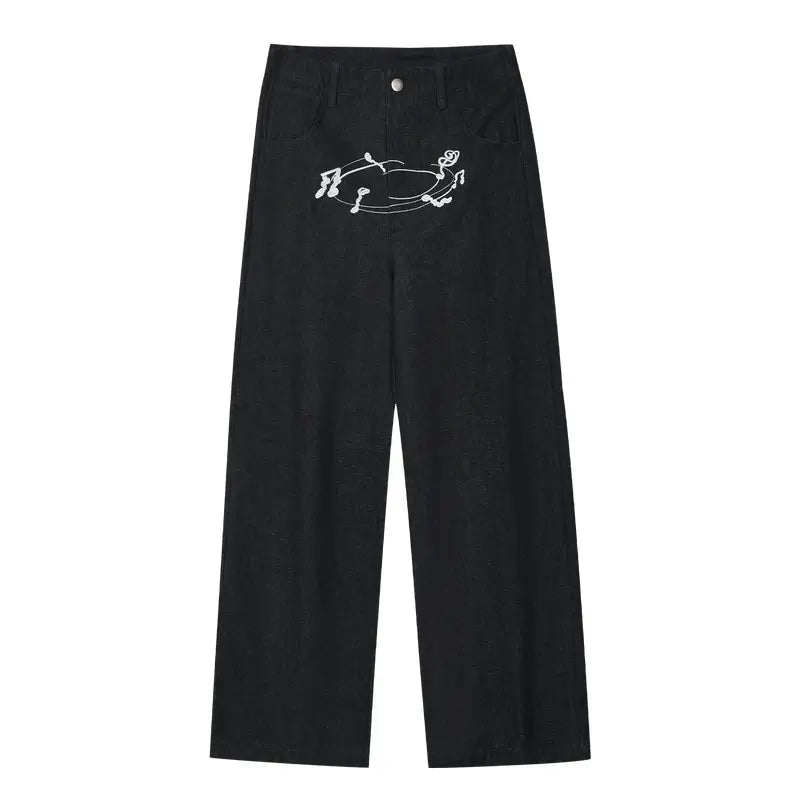 MEDM Stunner Bear Star Embroidered Baggy Jeans | Face 3 Face