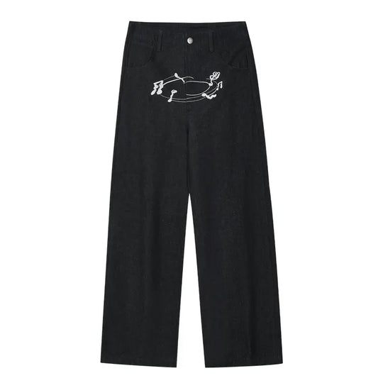 MEDM Stunner Bear Star Embroidered Baggy Jeans | Face 3 Face