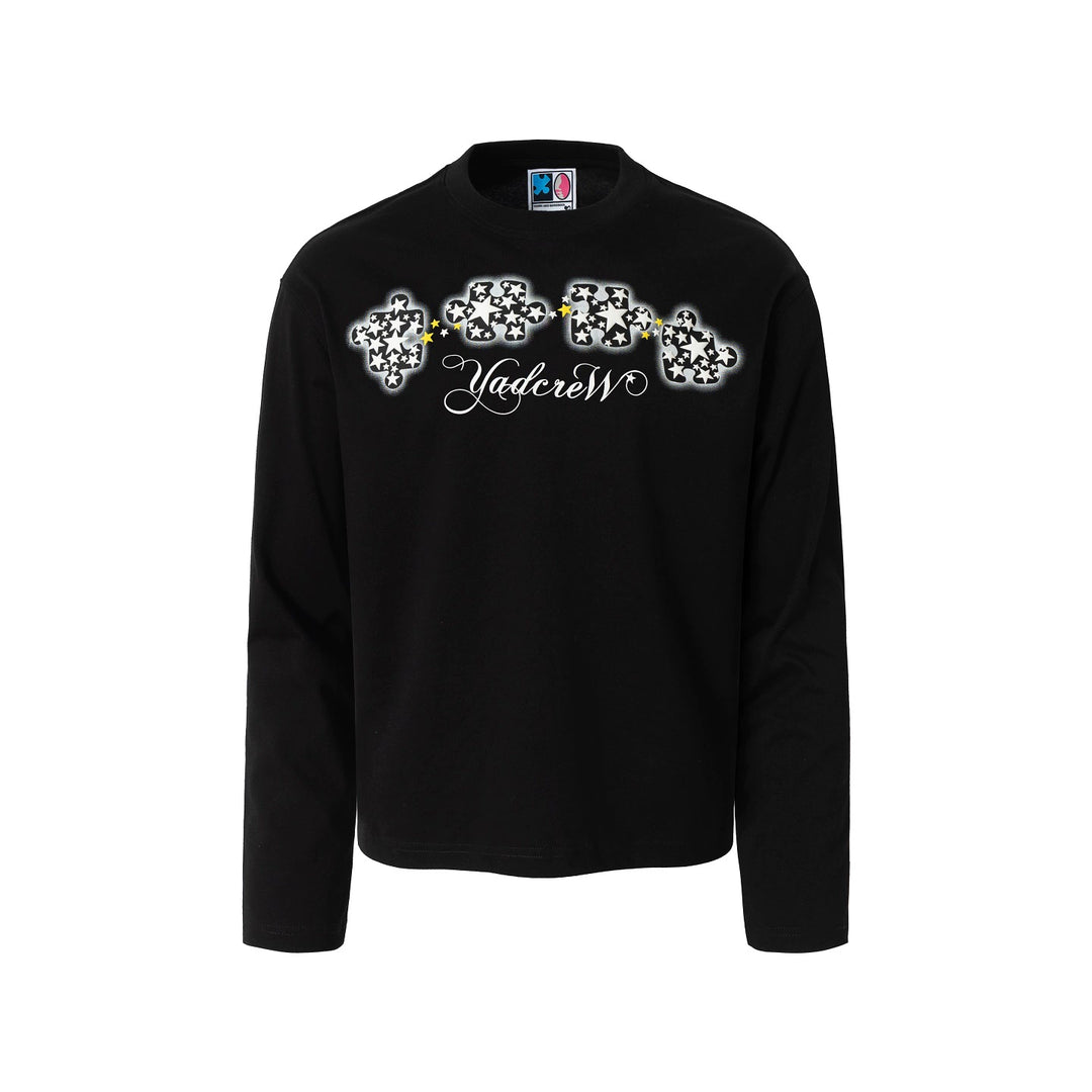 YADcrew Galaxy Star Puzzle Foam Print Long Sleeve Tee | Face 3 Face