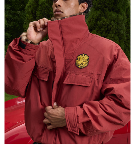 S45 Leopard Fur Lined Nylon Tactical Jacket | Face 3 Face