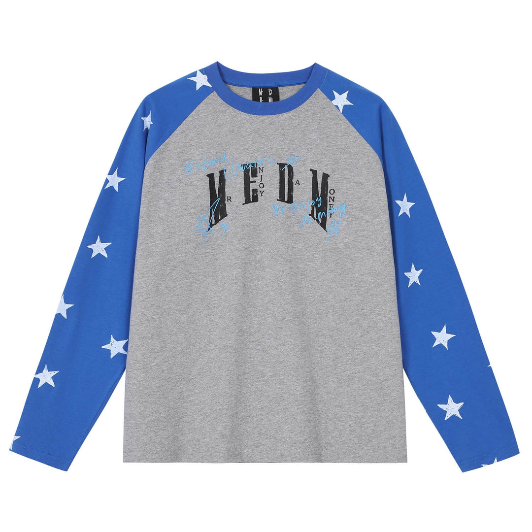 MEDM Star Print Raglan Long Sleeve Tee | Face 3 Face