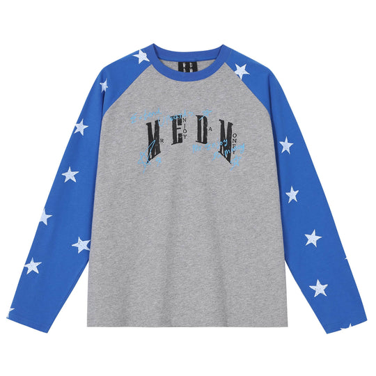 MEDM Star Print Raglan Long Sleeve Tee | Face 3 Face