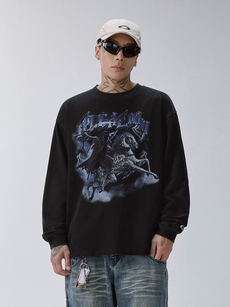 F2CE Washed Dark Print Long Sleeve Tee | Face 3 Face