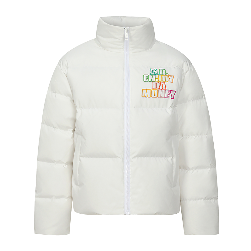 MEDM 3D Embroidered Rainbow Letters Down Jacket | Face 3 Face