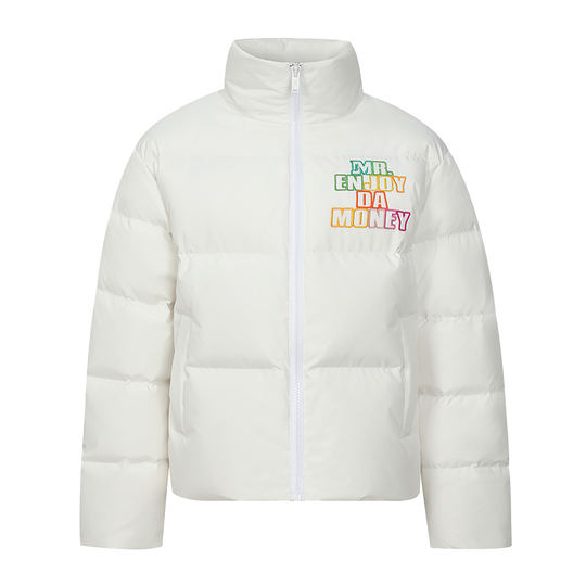 MEDM 3D Embroidered Rainbow Letters Down Jacket | Face 3 Face