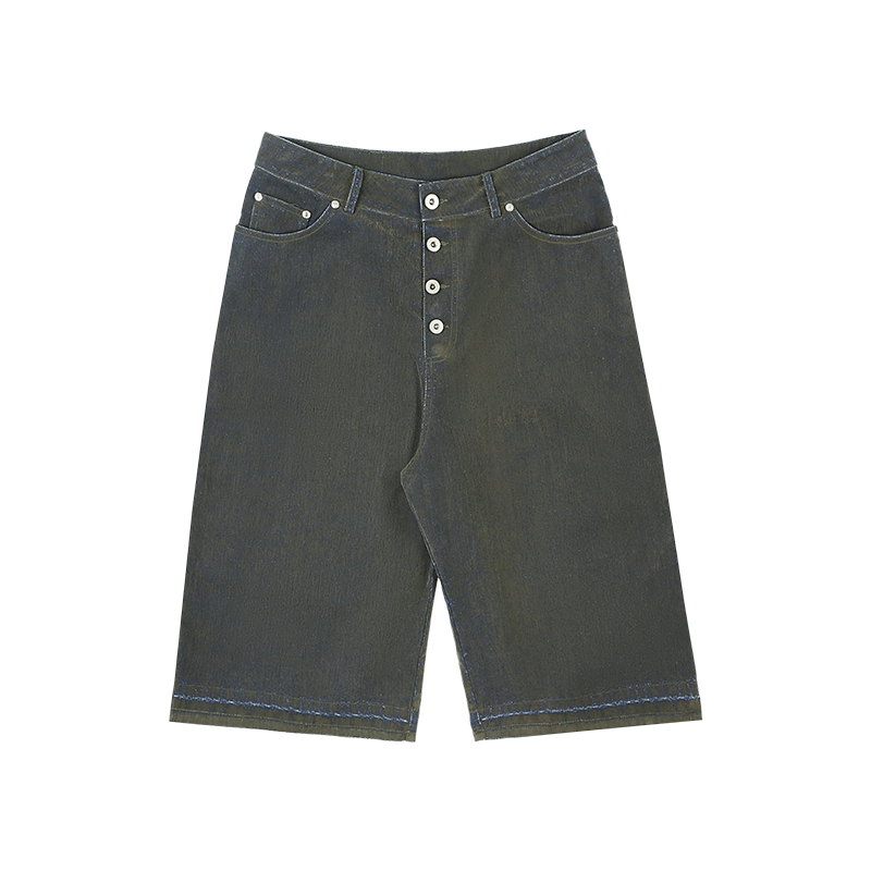 SOD Co. Washed Flocked Baggy Denim Shorts | Face 3 Face