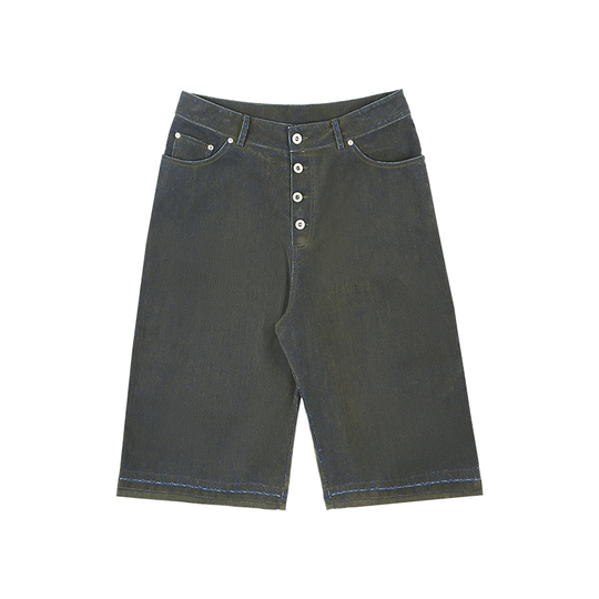 SOD Co. Washed Flocked Baggy Denim Shorts | Face 3 Face