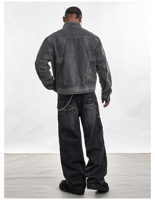 F3F Select Patchwork Washed Denim Short Jacket | Face 3 Face