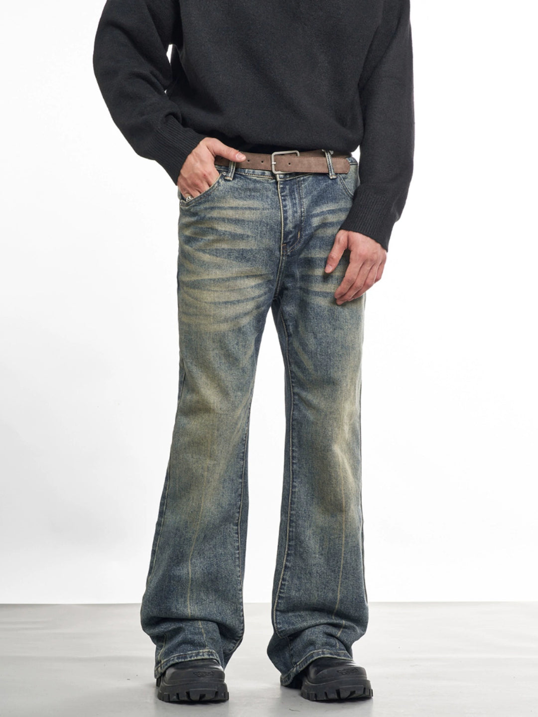 F3F Select Cat Whisker Washed Micro Flare Jeans | Face 3 Face