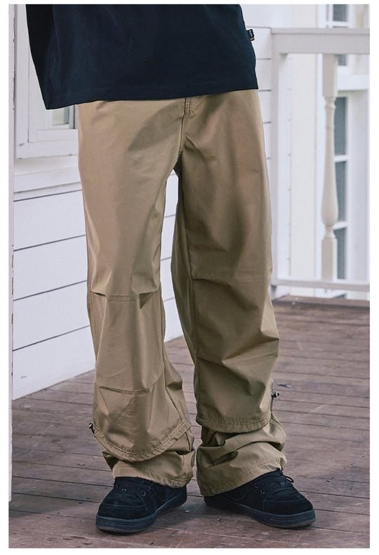 Remedy Pleated Drawstring Nylon Work Pants | Face 3 Face