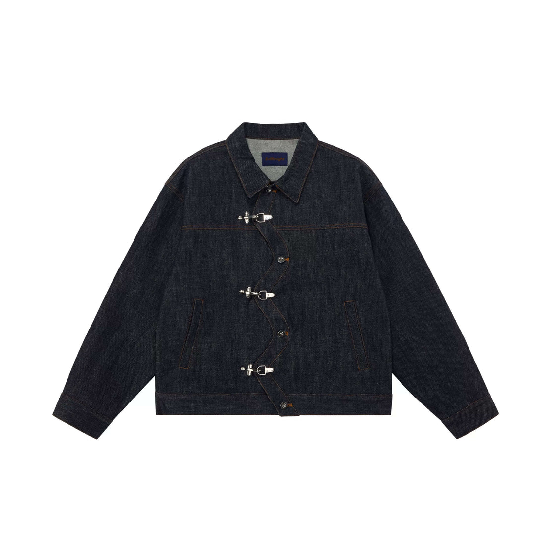 EVILKNIGHT(EK) 3D Cut Twisted Front Denim Jacket | Face 3 Face