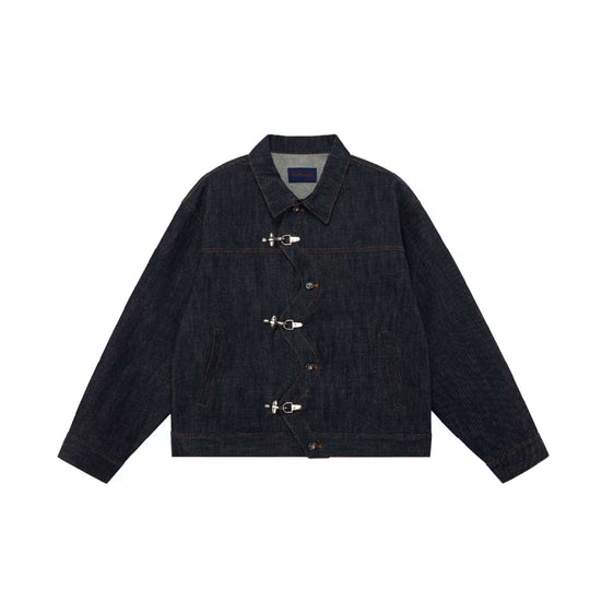 EVILKNIGHT(EK) 3D Cut Twisted Front Denim Jacket | Face 3 Face