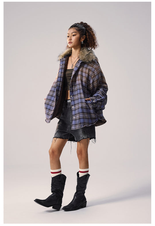 Remedy Gradient Plaid Quilted Lined Shirt Jacket | Face 3 Face