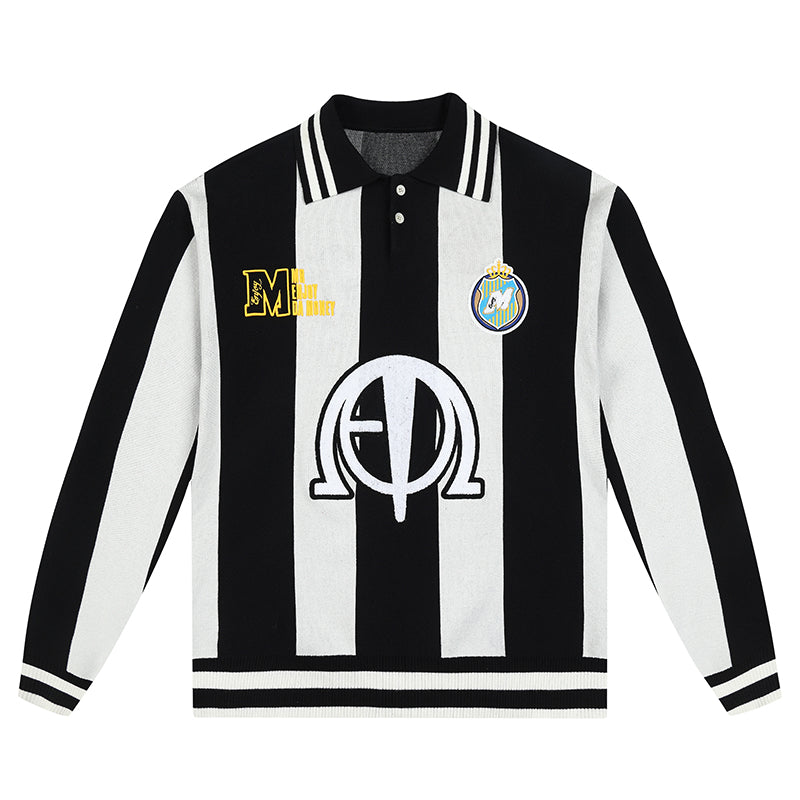 MEDM Polo Collar Embroidered Knit Sweater