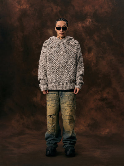 1807 Mixed Yarn Knit Hoodie | Face 3 Face