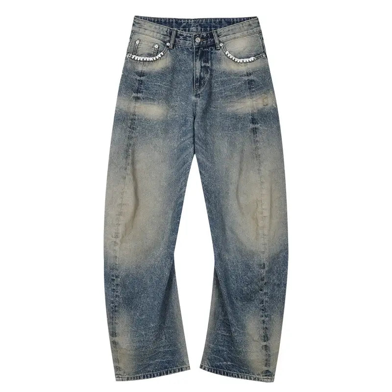 MEDM Stitch Embroidered Washed Jeans | Face 3 Face
