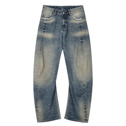 MEDM Stitch Embroidered Washed Jeans | Face 3 Face