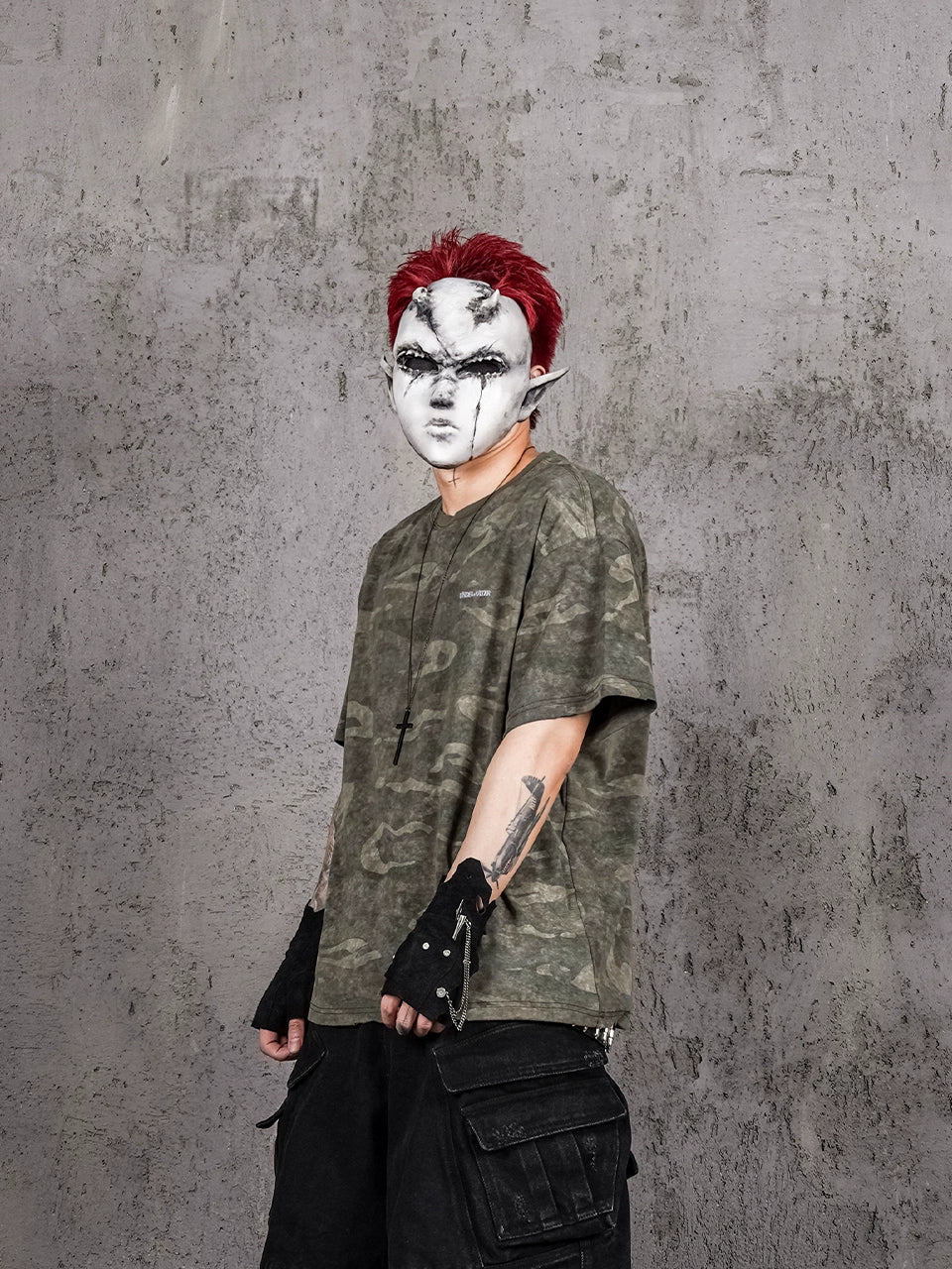 UNDERWATER Handmade Cut Distressed Camouflage Tee | Face 3 Face