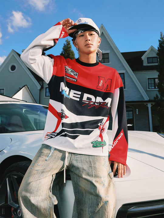 MEDM Biker Color Block Waffle Long Sleeve Jersey | Face 3 Face