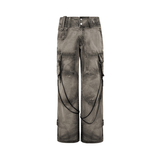 UNDERWATER Washed Multi Pocket Adjustable Cargo Work Pants