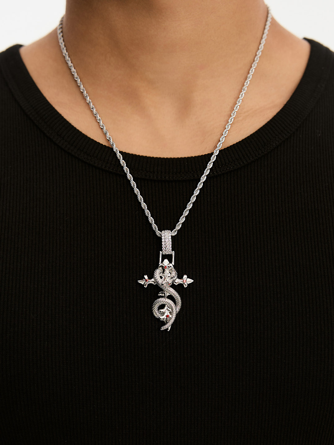 Small Town Kid Snake Pendant Cross Necklace | Face 3 Face