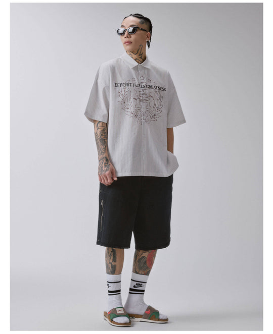 F2CE Stitch Stripe Vintage Print Short Sleeve Shirt | Face 3 Face
