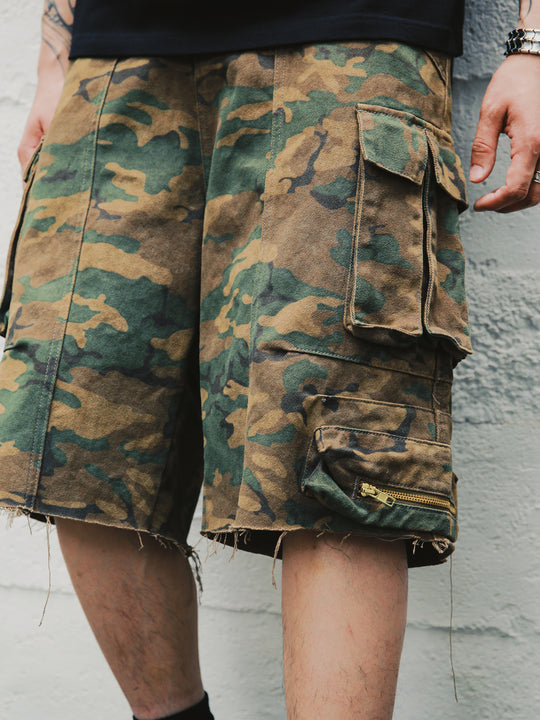 S45 Multi-Pocket Workwear Camouflage Cargo Shorts | Face 3 Face