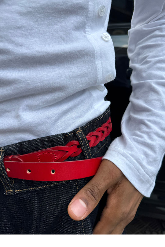 STEEPC Leather Braided Metal Buckle Belt | Face 3 Face