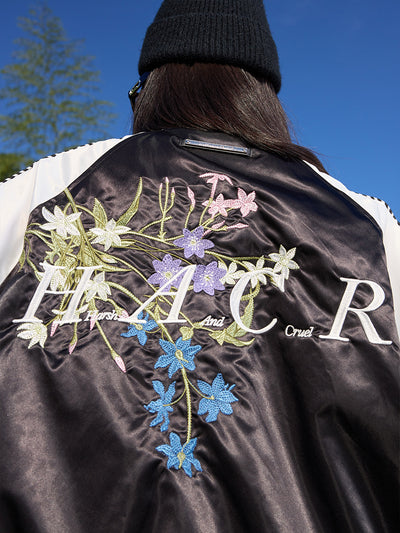 Harsh and Cruel Floral Embroidered Baseball Varsity Jacket | Face 3 Face