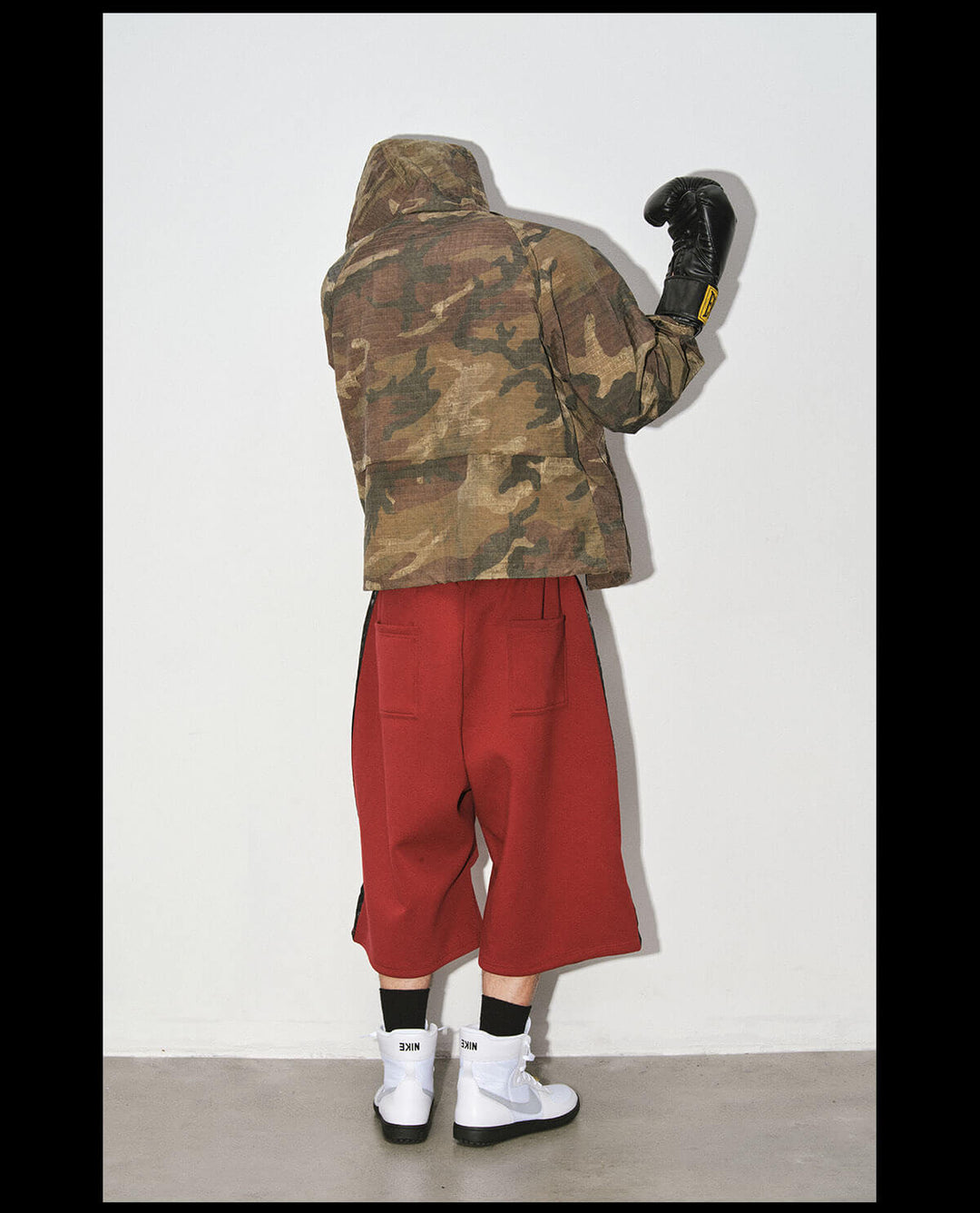 NOVACAM Flocked Print 3D Side Stripe Baggy Sweat Shorts | Face 3 Face