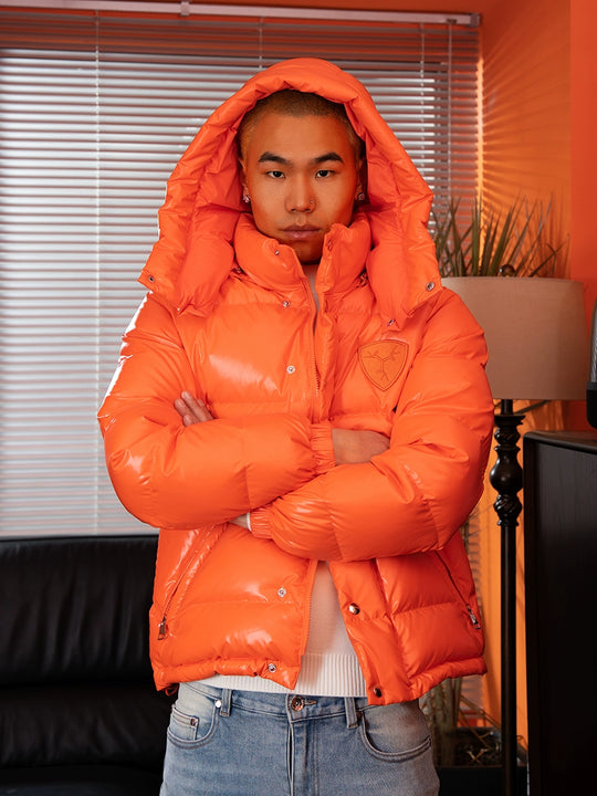TGFCLUB Removable Hood Glossy Slim Down Jacket | Face 3 Face
