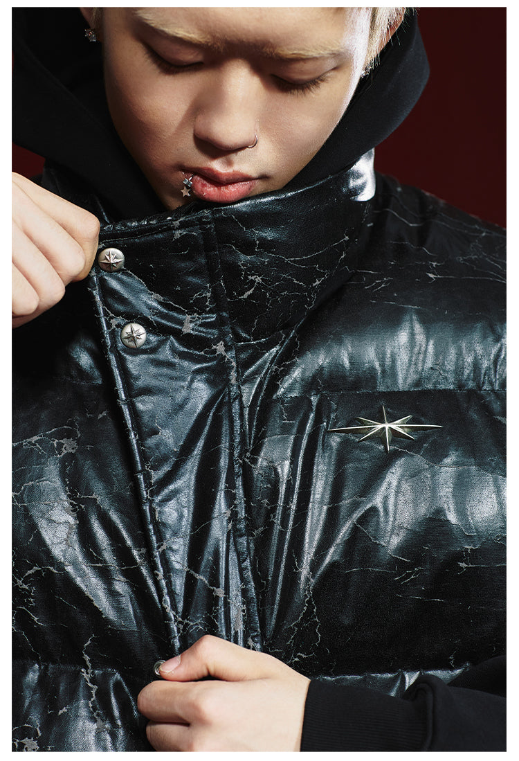 Remedy Cracked Design Puffer Vest | Face 3 Face