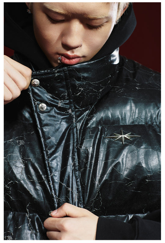 Remedy Cracked Design Puffer Vest | Face 3 Face