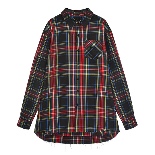 VENTUREK Tartan Check Patch Print Long Sleeve Shirt | Face 3 Face