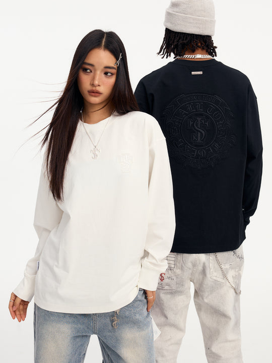 Small Town Kid Ring Patch Embroidery Long Sleeve Tee | Face 3 Face