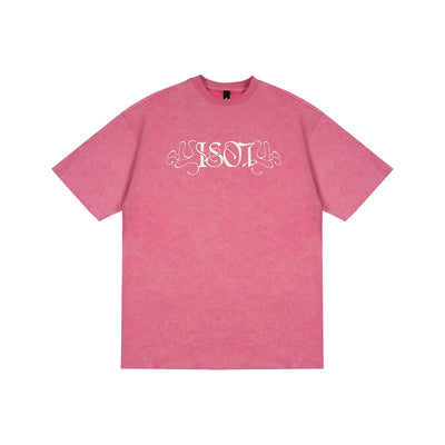 1807 Flower Font Print Washed Tee | Face 3 Face