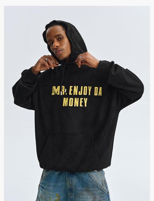 MEDM Basic Letter Logo Suede Hoodie | Face 3 Face