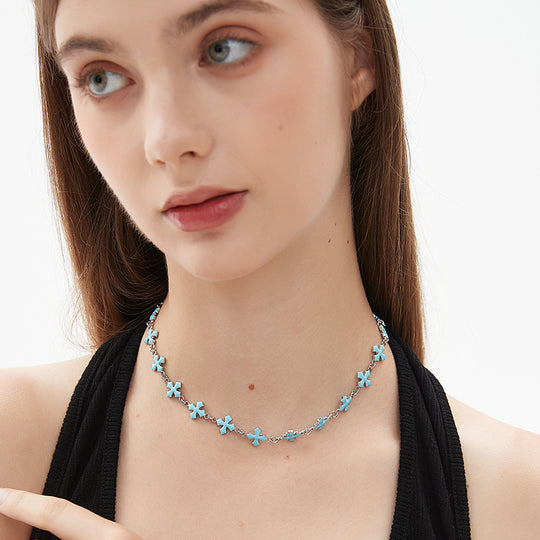 AWE Blue Cross Luxury Chain Necklace | Face 3 Face