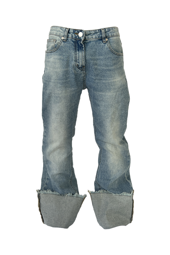 KARMANISTIC Cutoff Washed Flared Jeans | Face 3 Face