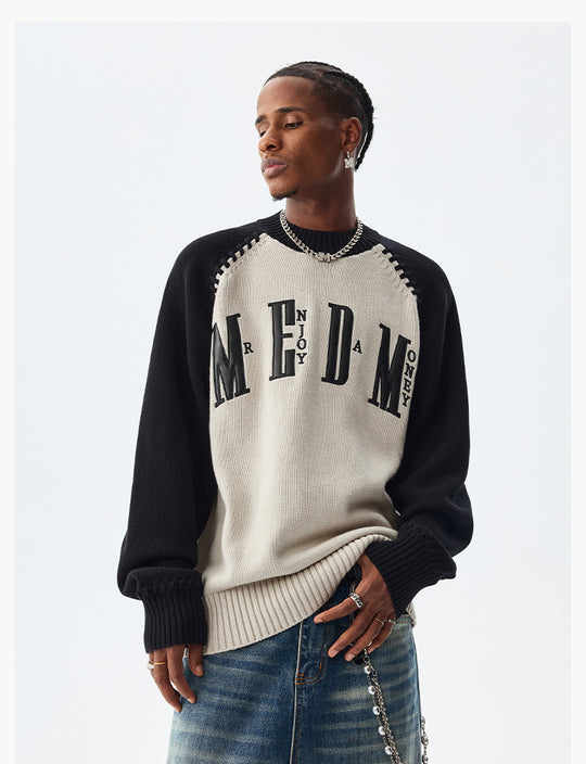 MEDM Color-Blocked Raglan Sleeve Knit Sweater | Face 3 Face