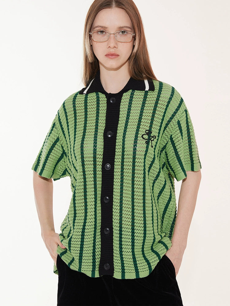 EMPTY REFERENCE Colorblock Striped Knit Short Sleeve Shirt | Face 3 Face