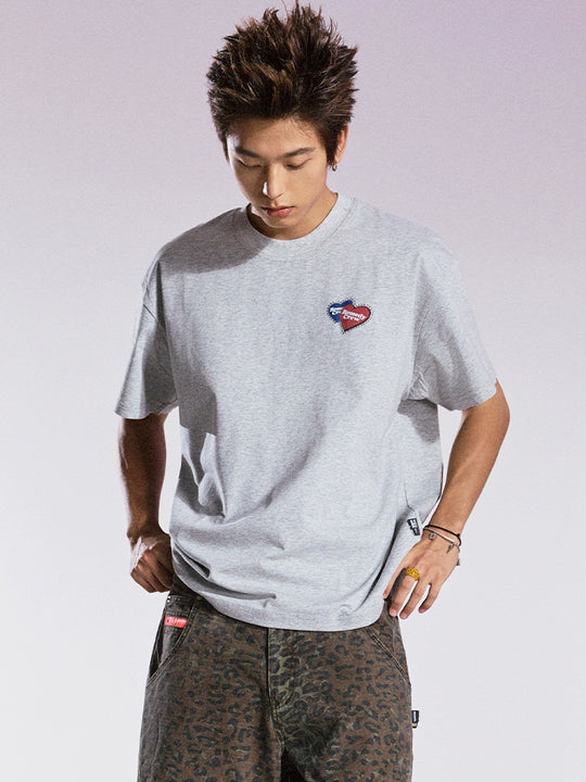 Remedy Blue and Red Love Heart Rhinestone Tee | Face 3 Face