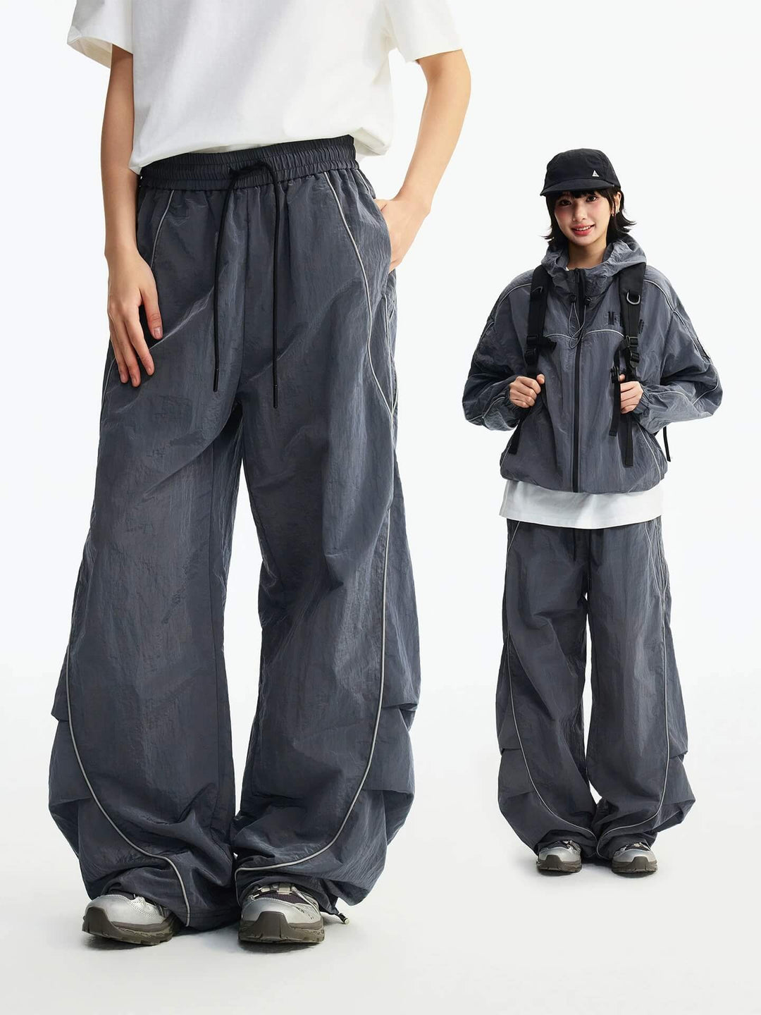 MEDM Sheen Texture Lightweight Utility Track Pants | Face 3 Face