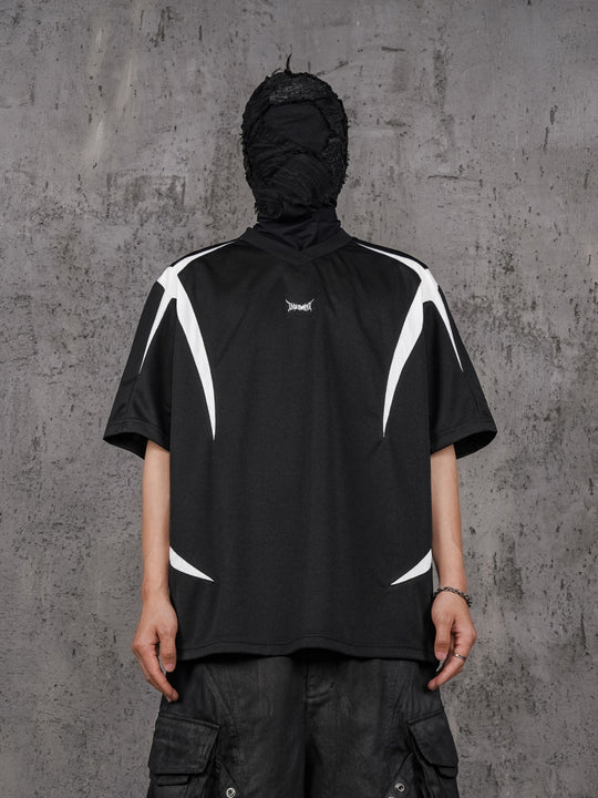 UNDERWATER Black and White Deconstructed Patchwork Embroidered Jersey Tee | Face 3 Face